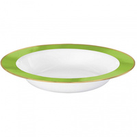 Premium Bowls 12oz/354ml White w/Kiwi Green Border