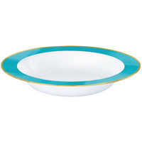 Premium Bowls 12oz/354ml White w/Caribbean Blue Border