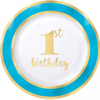 1st Birthday Blue Round Plates