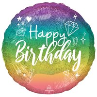 Happy Birthday Standard Sparkle Holographic 45cm Foil Balloon