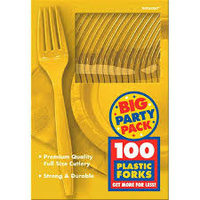Yellow Sunshine Plastic Forks (Box of 100)