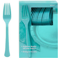 Blue Robin's Egg Plastic Forks (Box of 100)