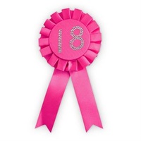 18th Birthday Rosette - Pink Diamonte 