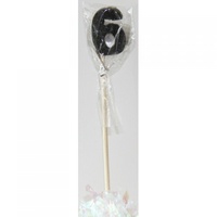 6th - Candle Number 6 Glitter Black