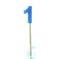 1st - Candle Number 1 Glitter Blue