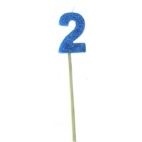 2nd - Candle Number 2 Glitter Blue