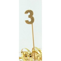3rd - Candle Number 3 Glitter Gold