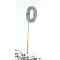 0 - Candle Number 0 Glitter Silver