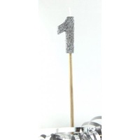 1st - Candle Number 1 Glitter Silver