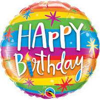Happy Birthday Rainbow Stripes 45cm Foil Balloon