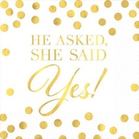 Wedding He Asked Beverage Napkins