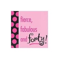 Fierce Fabulous and Forty Beverage Napkin