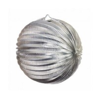 Silver Metallic Accordion Lantern 25cm
