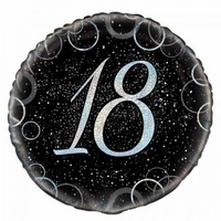 18th Birthday Black & Silver Foil Balloon (45cm)