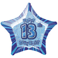 13th Birthday Star Blue Foil (50.8cm)