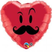 Love Heart Moustache 45cm Foil Balloon