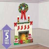 Christmas Holiday Fireplace Scene Setter