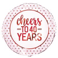 40th Birthday or Anniversary Cheers to 40 Years Foil Balloon (45cm)