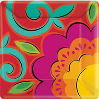 Mexican Fiesta Square Paper Dinner Plates