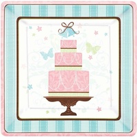 Bridal Shower Blushing Bride Paper Square Banquet Plates