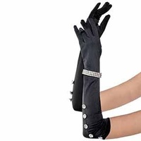 1920's Satin Gloves with Rhinestone Bracelet