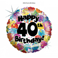 40th Birthday Holographic Balloons Foil Balloon (45cm)