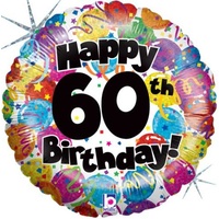 60th Birthday Holographic Balloons Foil Balloon (45cm)