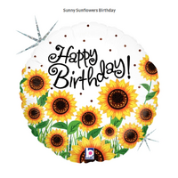 Sunny Sunflowers 45cm Happy Birthday Foil Balloon