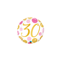 30th Birthday Foil Pink and Gold Dots