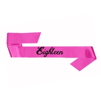 18th Birthday Sash - Pink with Eighteen printed in Black (76.2cm)