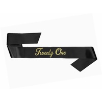 21st Birthday Sash Black