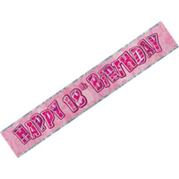 18th - Pink Glitz Birthday Banner