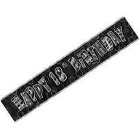18th - Black Glitz Birthday Banner