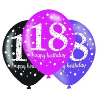 18th - Pink Celebration 30cm Latex Balloons