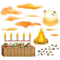 Hawaiian Summer Luau Sunset Add-On Scene Setter Cutouts