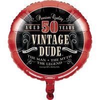 50th Birthday Vintage Dude Foil Balloon (45cm)