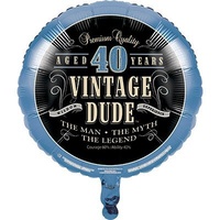 40th Birthday Vintage Dude Foil Balloon (45cm)