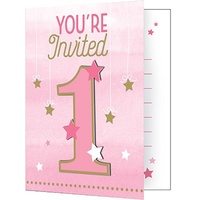 1st Birthday - One Little Star Girl Invitations