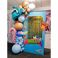 Doll Box Hire Blue With Organic Balloon Arch
