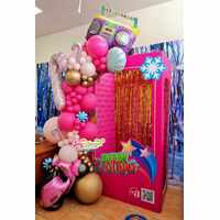 Doll Box Hire Pink With Organic Balloon Arch
