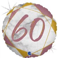 60th Birthday Marble Mate Rose Gold Foil Balloon (45cm)