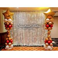 Sparkling Light Wall With Themed Balloon Columns
