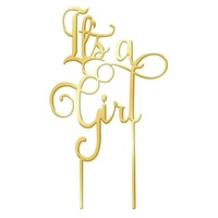 Cake Topper It's A Girl Acrylic Gold Reflective