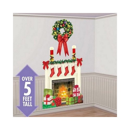 Christmas Holiday Fireplace Scene Setter