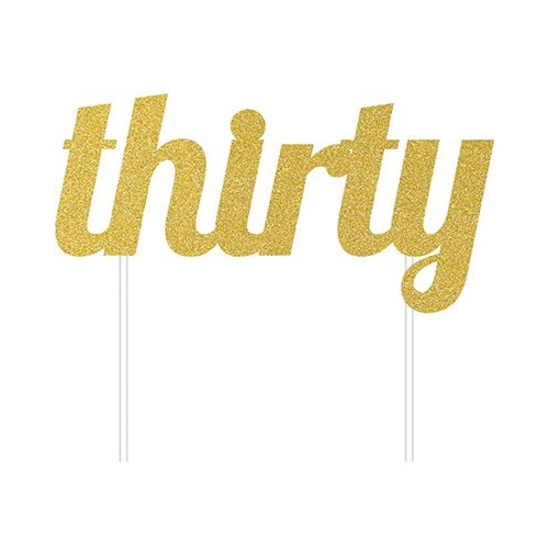 Cake Topper Thirty Gold Glitter Cake Topper Thirty Gold Glitter